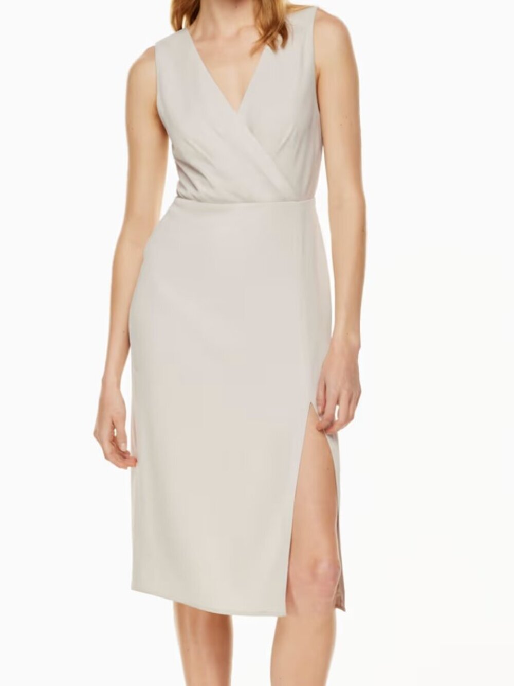 Babaton Aritzia Women's Size 0 Matte Pearl Bevel Midi Wrap Dress